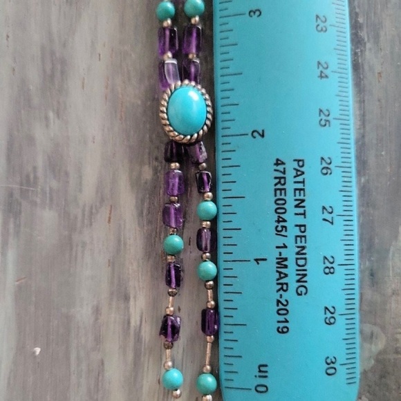 Carolyn Pollack liquid silver 925 with Turquoise & Amethyst beaded Y Necklace - Picture 2 of 3